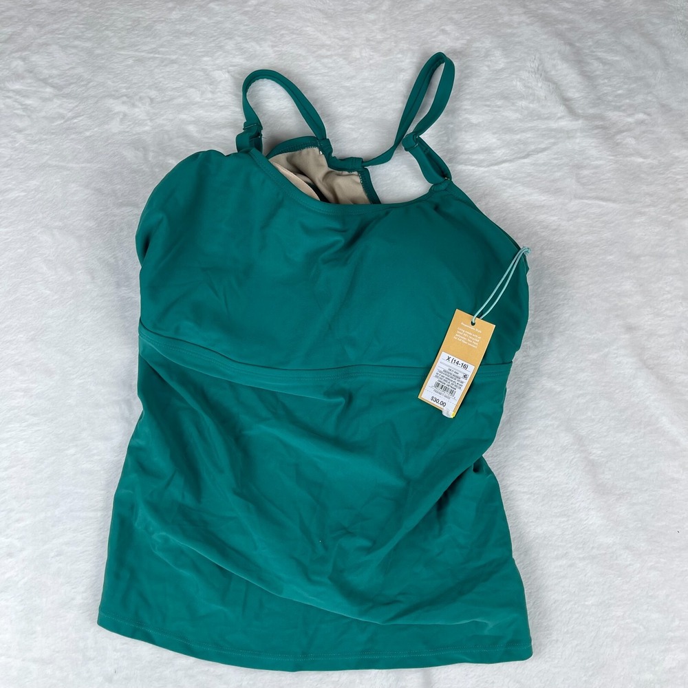 Kona Sol Tankini Top Womens Size X Green Sleeveless Racerback Adjustable‎ Straps
